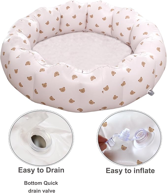Inflatable Baby Pool, Portable Paddling Baby Swimming Pool for Toddlers Ages 0-3 Years Girls and Boys, Indoor& Outdoor, Garden and Backyard Summer Water Party, 35.4x9.8 in (Bear Head)