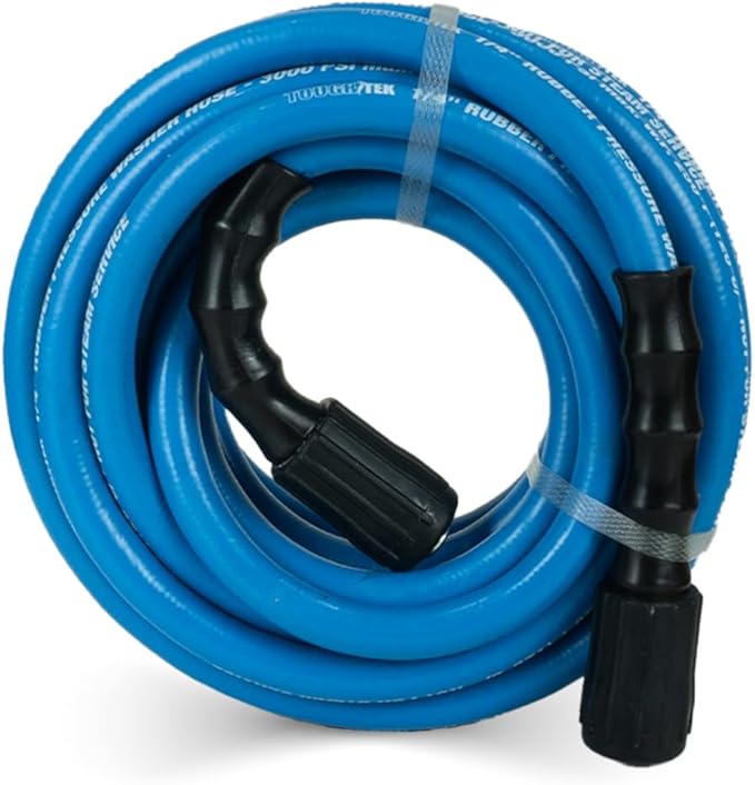 Blu Shield Tough Tek Rubber Pressure Washing Hose 1/4" X 25' with M22 Fittings Non Marking (3000:12000 PSI)