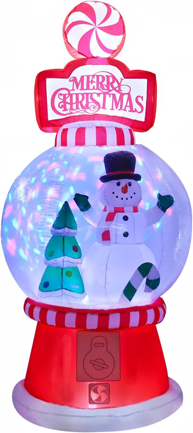 MUMTOP 8FT Snowglobe Inflatable Christmas- Inflatables Outdoor Decorations - Snowman and Christmas Tree Inflatable with Led Lights for Outdoor Party Garden Decoration