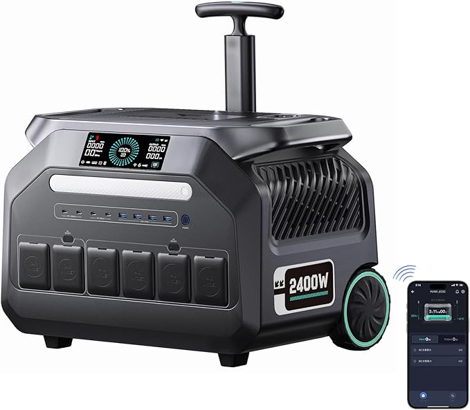 IEE P2400 Solar Generator,2400W/2048Wh Solar power station(4800W Peak),1800W Super Fast Charging, LiFePO4 (LFP) Battery,APP Control Emergency Power Station for Home, Camping, RV and Power Outages