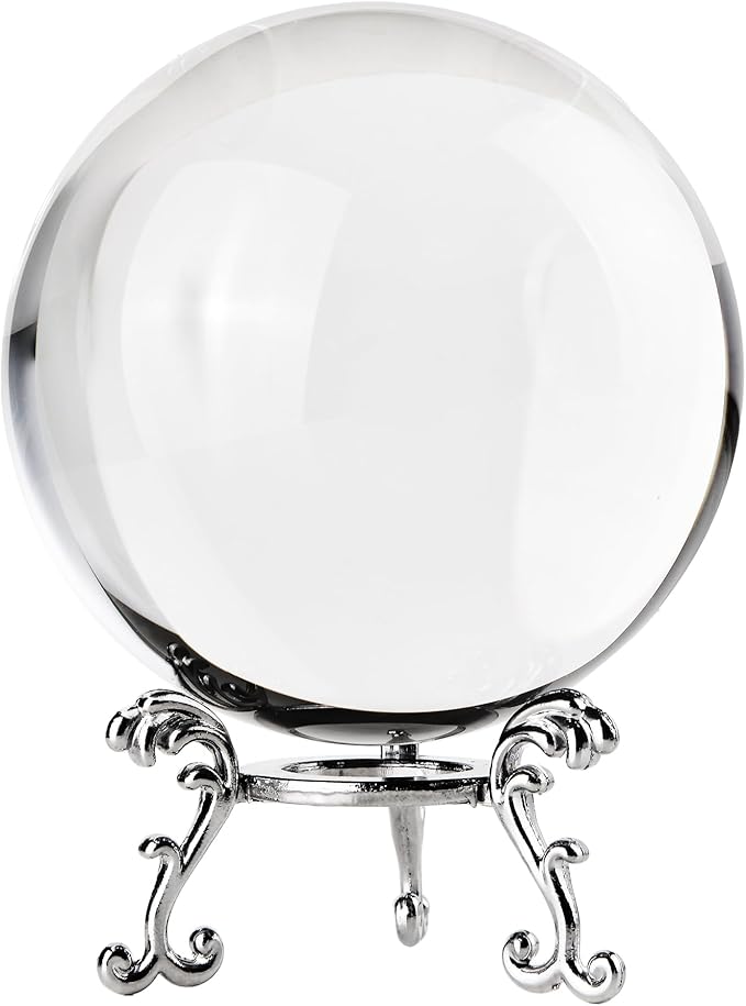 80mm Clear Crystal Ball with Stand, Photography Lensball Prop for Magical Shots, Optical Glass Sphere Decorative Balls Gifts for Meditation Divination