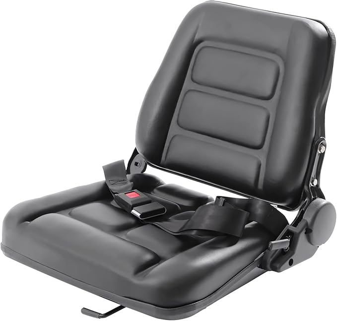Universal Lawn Mower Seat, PVC Garden Tractor Seat, Tractor Suspension Seat, Universal Forklift Seat with Safety Belt, Full Suspension Seat Replacement for Heavy Mechanical Seat