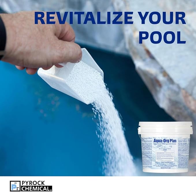 Pool Shock by Aqua Org Plus - 65% Granular Cal Hypo - Swimming Pool Shock for In-Ground, Above Ground, Spas & Hot Tubs - 25 Pound Pail