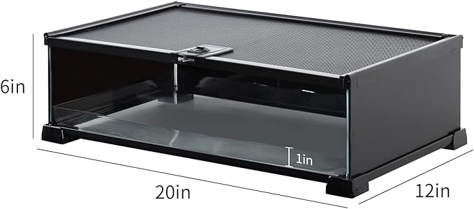 REPTIZOO Small Reptile Tank 20" x 12" x 6" Glass Reptile Terrarium with Top Feeding Habitat for Snake Spider