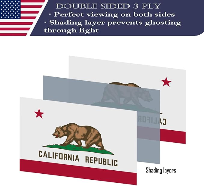 California Republic State Flag 3x5 FT Made in The USA-Heavy Duty Vibrant Colors Double Sided Cali CA Flag with 2 Brass Grommets for Home/Company/Indoor Outdoor Decoration