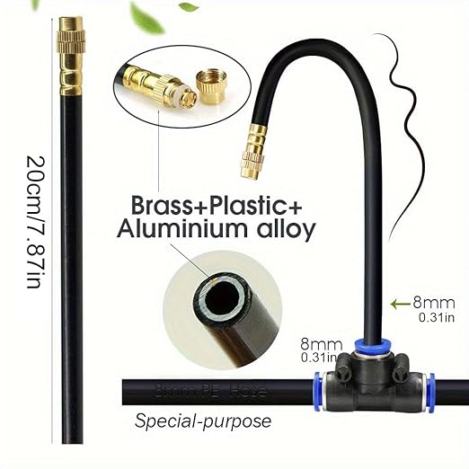 360° Adjustable Drip Irrigation System 65.6FT Garden Watering System with 20 Nozzles, Garden Irrigation System, Greenhouse Accessories, Atomizing System for Yard, Lawn, Plants, 5/16 in Hose