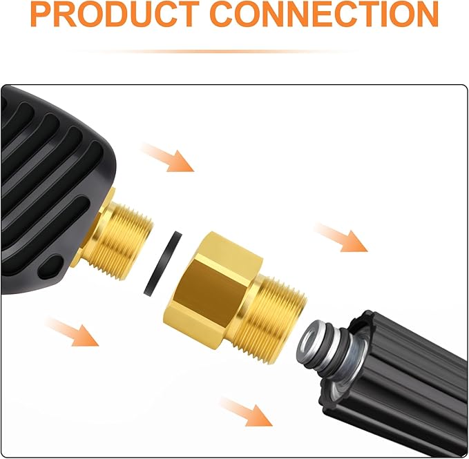 GASHER 5Pcs Brass M22 Pressure Washer Fitting,M22-14mm Male x M22-14mm Female Thread Fittings,For Pressure Washer Hose