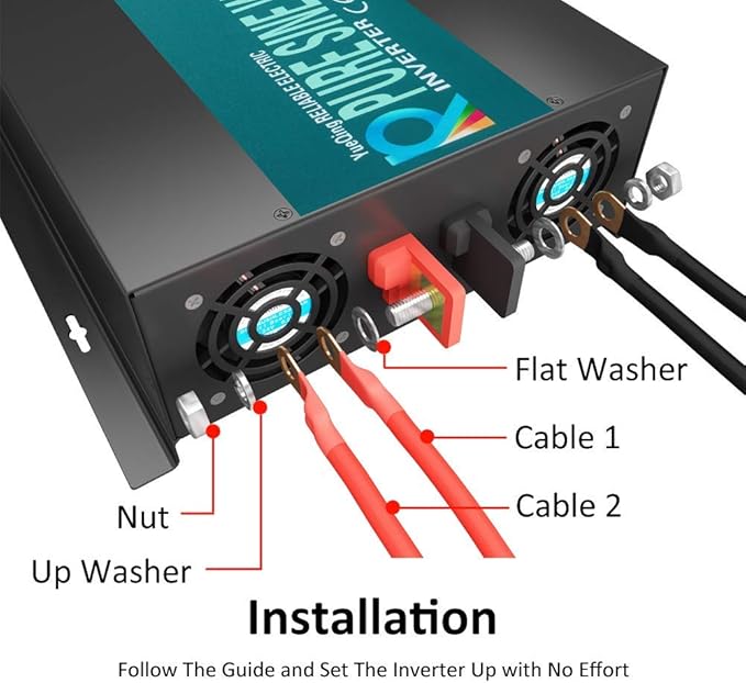 WZRELB 4000W 48V 120V Pure Sine Wave Power Inverter with 2 AC Outlets,Car Inverter