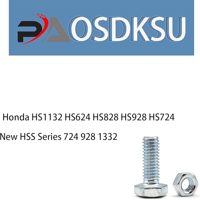 8 Sets- Auger Shear Pins Bolts and Nut HS1132 fits Honda HS828 HS928 HS724 HS624 & New HSS Series 724, 928, 1332 Snow Blowers, Stainless Steel
