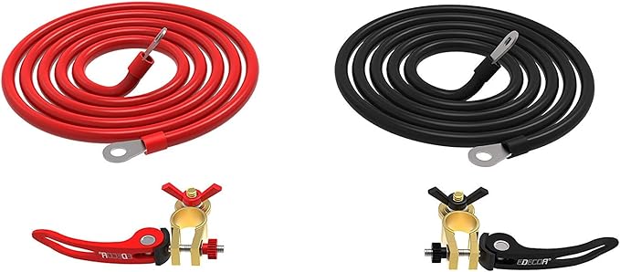 EDECOA 3 Gauge AWG 5 Feet Pure Copper Battery Cables Inverter Cables with Battery Terminals Connectors for Car, Power Inverter, RV, Boat
