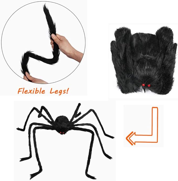 Halloween Giant Huge Spider, 4.1FT Large Foldable Spider Fake Hairy Spider Scary Decorations Halloween Spider Outdoor Yard
