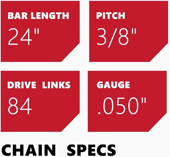 KAKEI 24 Inch Chainsaw Chain 3/8" Pitch .050" Gauge 84 Drive Links Fits Husqvarna 460 (Rancher), Stihl 33RS 84 25"/24" MS390 MS310 MS361 MS460 MS500 - Echo 72LPX84CQ, E84 (3 Chains) - Full Chisel