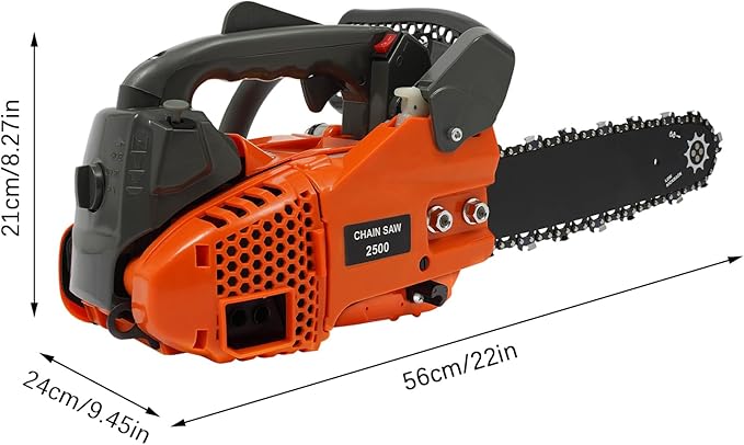 25.4CC 12 Inch Gas Chainsaw, 2-Stroke Gasoline Powered Chain Saw, 900W Handheld Petrol Chainsaws For Wood Cutting, Tree Trimming and Land Clearing