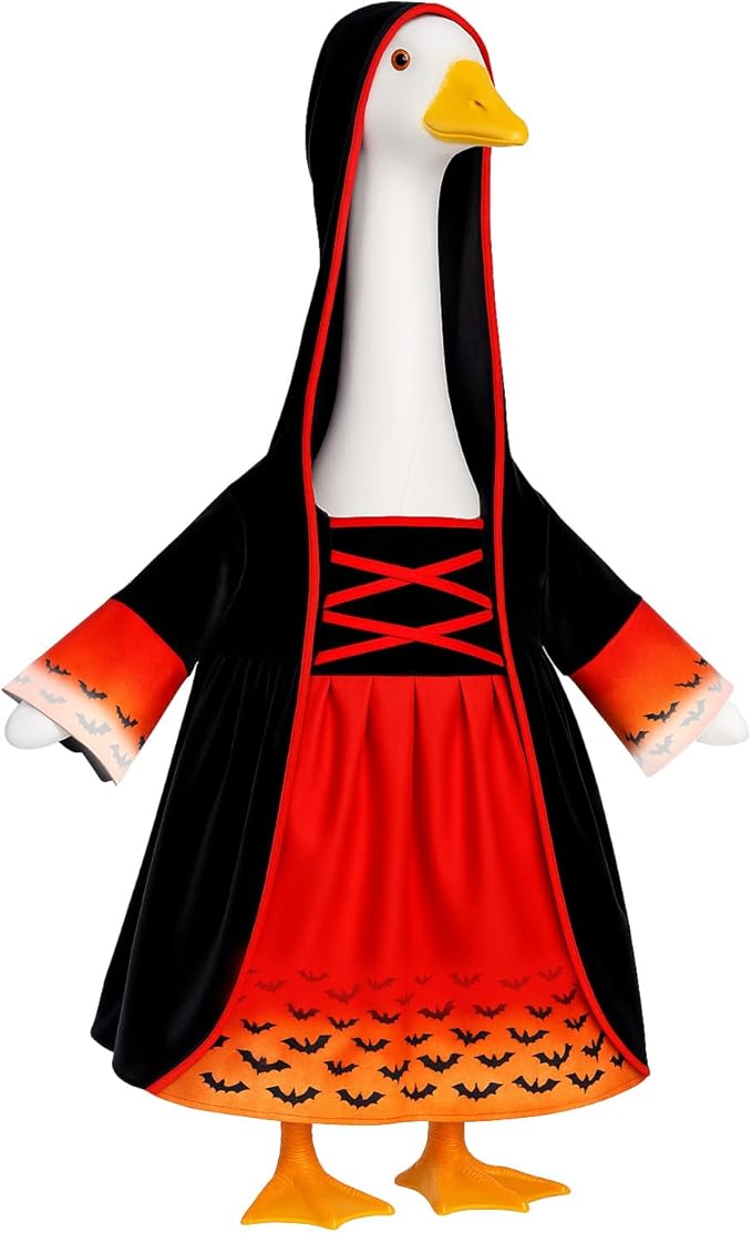 Halloween Goose Outfit Witch Lawn Porch Goose Clothes Fall Halloween Geese Costume for 23" Geese Outdoor Patio Yard Lawn Decoration