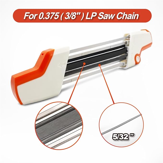 2-in-1 Chainsaw Sharpener with Pitch 3/8" (0.375”), File Diameter 5/32" (4.0 mm), Easy File Chain Saw Sharpener Tool, Replaces 56057504303
