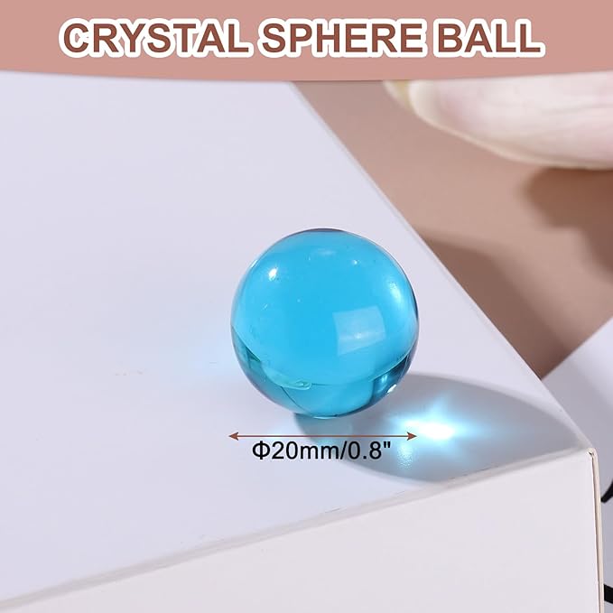 uxcell 20mm/0.8" Crystal Sphere Ball Glass Solid Decorative Sphere Crystal Ball Prop Ornament for Feng Shui Divination Fortune Telling Tabletop Fountain Decoration, Lake Blue