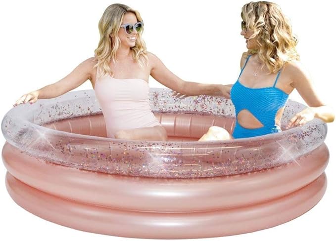 Poolcandy Inflatable Sunning Pools for up to 3 Adults (Rose Gold with Glitter Inflatable Sunning Pool)