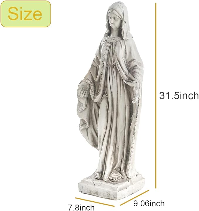 Outdoor Virgin Mary Statues, Garden Religious Sculpture Decorations Home Yard Patio Lawn Hallway (Mary02-Grey)