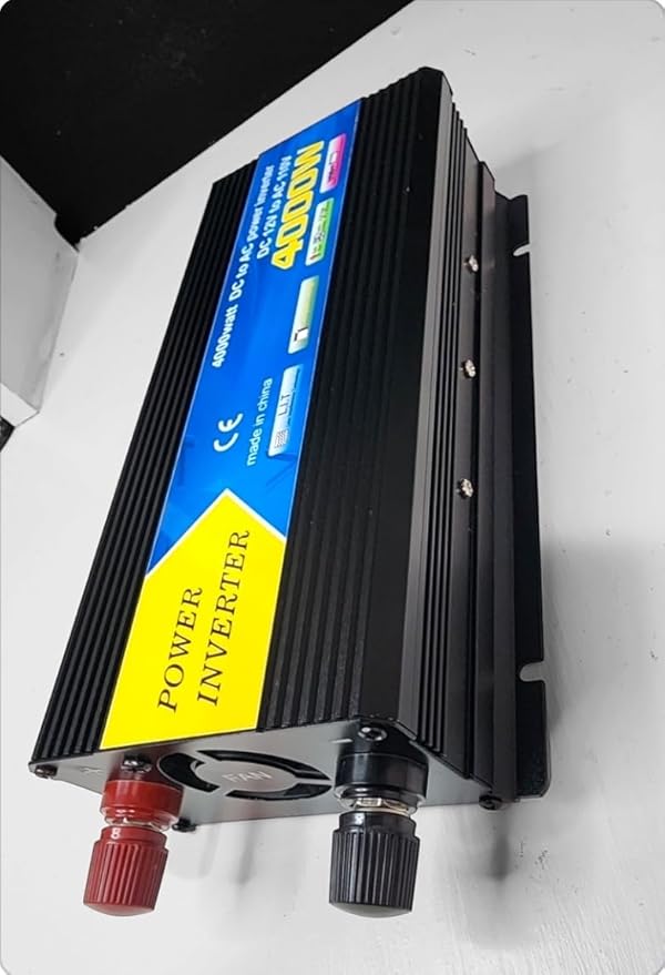 High-Power DC to AC Power Inverter – 12V to 110V/120V Converter with Dual USB Ports, Dual AC Outlets, Cigarette Lighter Adapter, Battery Cable for Cars, Trucks, RVs, Camping,Home Backup (Black, 4000W)
