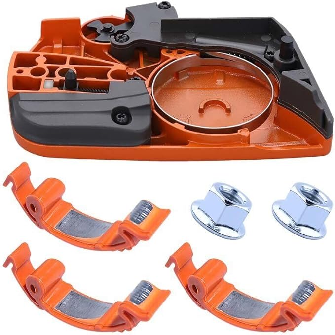 440 Chain Brake Assembly Side Clutch Cover for Husqvarna 440 Chainsaw, Husky 440e II Chainsaw Clutch Cover with Brake Assy & Bar Nuts Buckle Clips Kit,Clutch Cover Chain Saw Parts 501388203