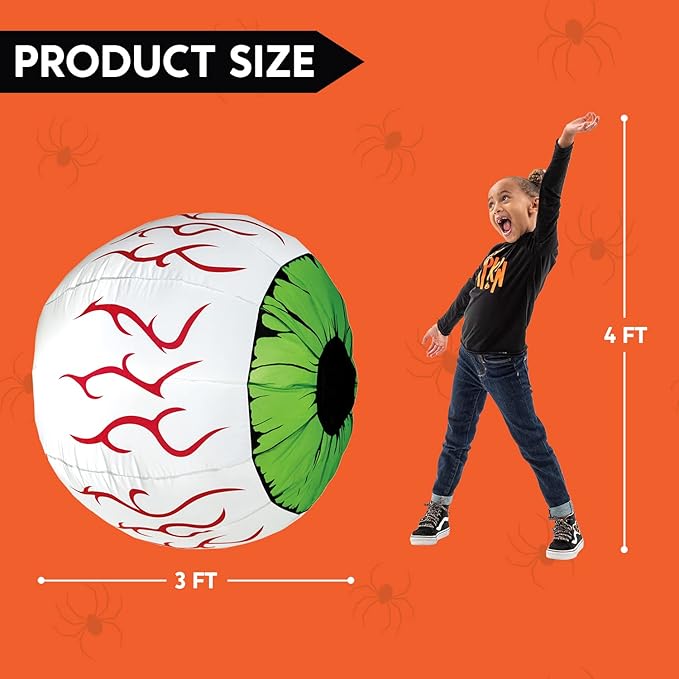 Joiedomi 2 Packs Halloween Inflatables Large Set of Eyes Decoration Blow Ups Green Eyes for Yard 3 Ft Inflatable Halloween Decor Outdoor with LEDs Party Supplies Blow up Decoration for Indoor, Outdoor