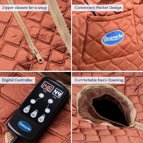 Durasage Personal Ultra Low Emf Portable Infrared Sauna Spa for Relaxation at Home, 30 Minute Timer, with Handheld Remote Control, Heated Footpad and Chair (Copper, DIF-6000)