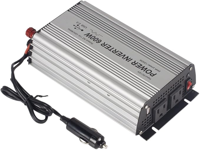 600W Power Inverter DC 12V，Output 110V-120V AC Car Inverter with USB Car Adapter