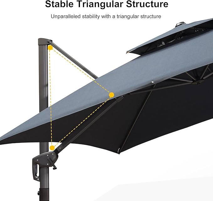 PURPLE LEAF 9' x 12' Cantilever Patio Umbrella Outdoor Umbrella with 280lbs Base Large Rectangular Windproof Offset Umbrella for Pool Deck Garden, Graphite Grey