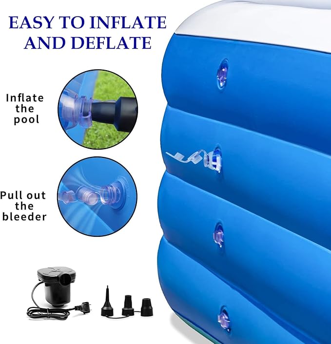 Inflatable Swimming Pool, 79" x 58" x 29" Thickened Family Above Ground Pool for Outdoor, Backyard, Garden, Summer Water Party