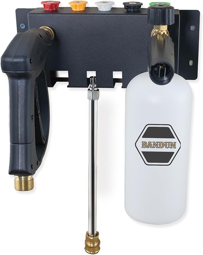 Pressure Washer Gun Holder-Foam Cannon Holder-for Foam Cannon,Pressure Washer Nozzle Tip and Pressure Wand Extension Storage Rack(fit 1/4" Quick Connector)