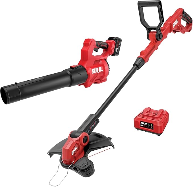 SKIL PWR CORE 20 12" Pivoting Head String Trimmer, and 420 CFM Leaf Blower Kit, 20-Volt Battery and Charger Included - CB1200B-13