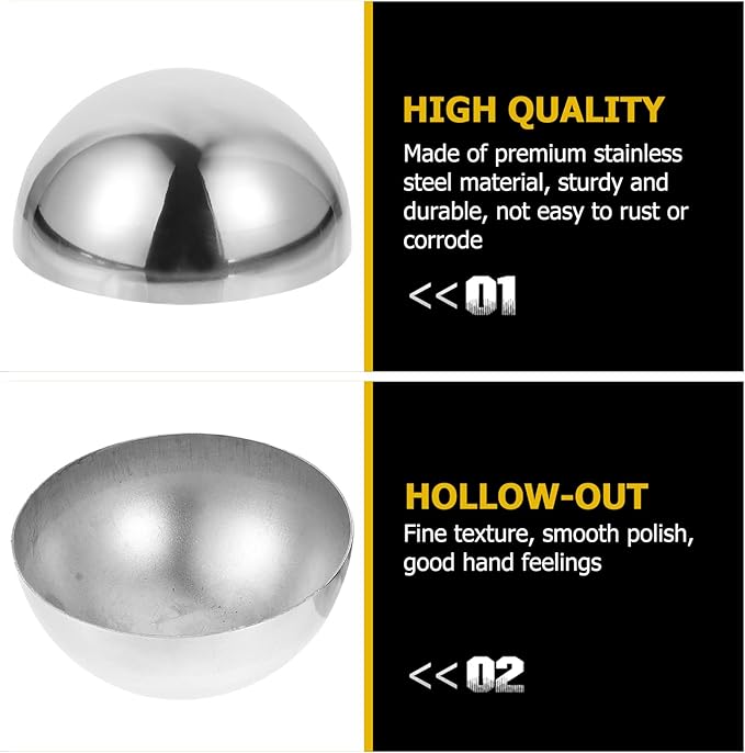 YARDWE 3pcs Gazing Ball Stainless Steel Hollow Ball Half Round Ball Mirror Ball Outdoor Hemisphere Ball Garden Decor for Home Road Yard Patio Ornament