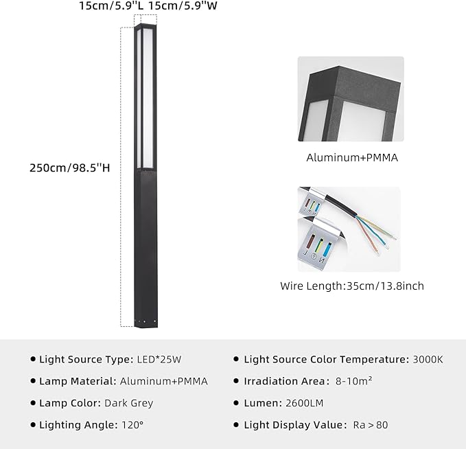 Outdoor Landscape Path Lights, 3000K Warm Pathway Lighting (98 Inches)