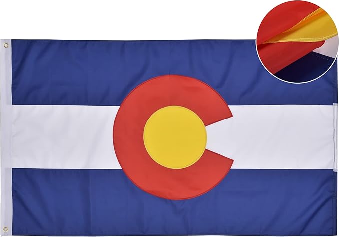 Colorado State Flag 6x10 Ft, Deluxe Full Embroidered Heavy Duty 100% Polyester Durable CO Outside Flags, Indoor/Outdoor, Sewn Stripes and Brass Grommets
