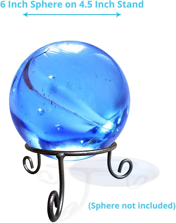 Black Iron Gazing Globe Stand, Wrought Iron Sphere Holder, Crystal Ball and Glass Bowl Display Stand, Metal Egg Holder 4.5inches x 2inches