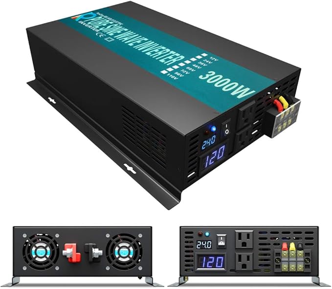WZRELB 3000watt Pure Sine Wave Inverter 24V DC to 120V AC 60HZ with LED Display Car Inverter Generator (RBP300024B1)