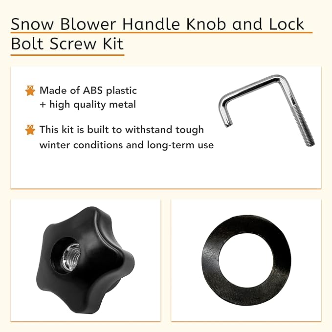 Fit for Toro Snow Blower Handle Knob and Lock Bolt Screw Kit for 21" Fold Snow Blowers/Lawn Mowers Replace 114-3779 & Handle Knob 136-7130 Bolt & 107-3844 Washer