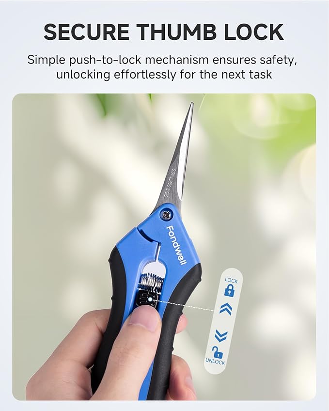 Fondwell 6.5" Gardening Shears Pruning Snips: Plant Trimming Scissors with Straight Blades - Pruning Scissors for Precise Cuts