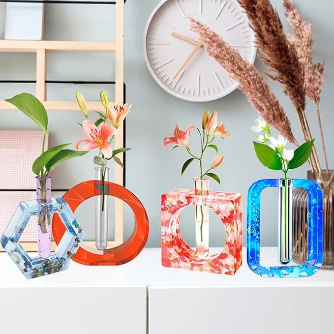 9Pcs Clear Test Tubes for Plant Propagation Station Hydroponic/Flowers for Home Office Desktop Decoration (9Pcs Clear Test Tubes)
