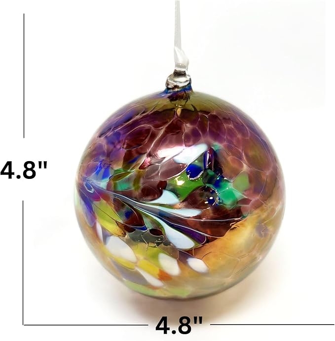 Large Friendship Glass Ball Globe - Purple 4.7 inch Hand Blown Handmade Hanging Garden Gazing Ball Indoor Outdoor Home Décor