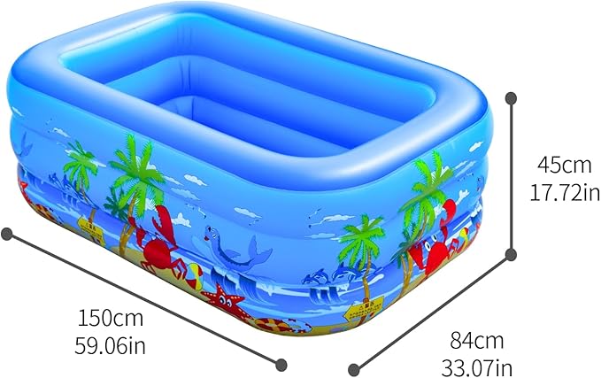 Baiao Inflatable Swimming Pool for Adults, Blow Up Pool for Backyard, Garden, Indoor, or Summer Play Water Happy Family Time
