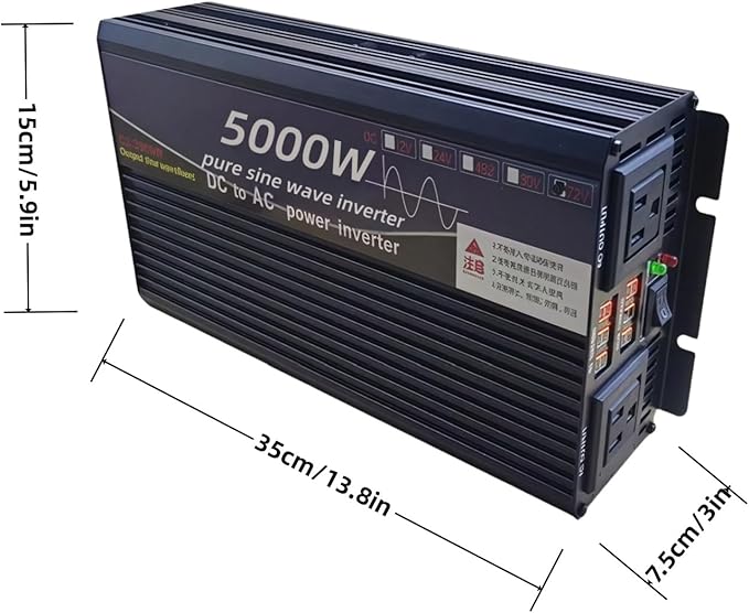 5000W Power Inverter 48V DC to 110V AC Converter with LED Display Dual AC Outlets Dual Fans Radiating for RV, Camp, Boat and Home Emergency Portable Pure Sine Wave Inverter (LED Screen, 5000W 48V)