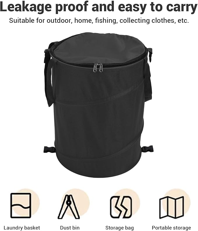 Zunate Collapsible Garden Waste Bag, 24 Gallon, Reusable Outdoor Trash Can with Lid