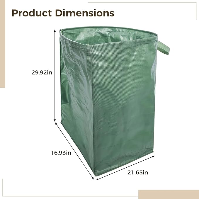 2 Pcs 53 Gallon Reusable Lawn Bags, Yard Waste Container with Easy Sweep Leaf Collector PP Material, Large Capacity, Foldable, Ideal for Leaves, Branches, and Grass Clippings