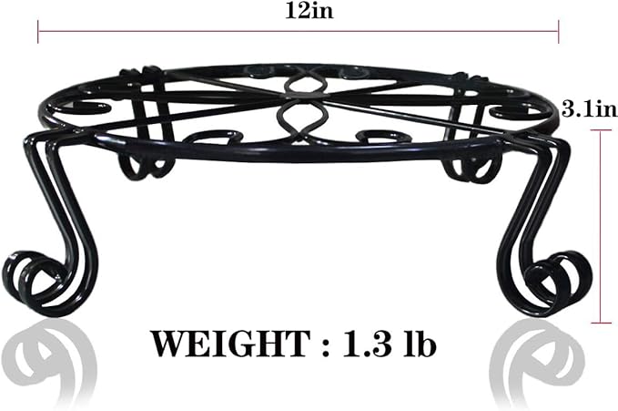 2 Pack Black Plant Stand for Flower Pot Heavy Duty Potted Holder Indoor Outdoor Metal Rustproof Iron Garden Container Round Supports Rack for Planter Bronze, Pumpkin Stand Outdoor…