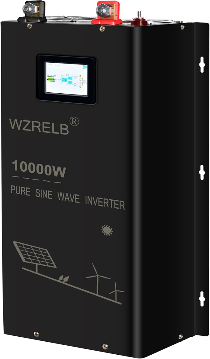 WZRELB 10000W 24V DC Split Phase Pure Sine Wave Inverter 120VAC 240VAC Output Power Converter Off Grid with High Efficiency up to 91.6%