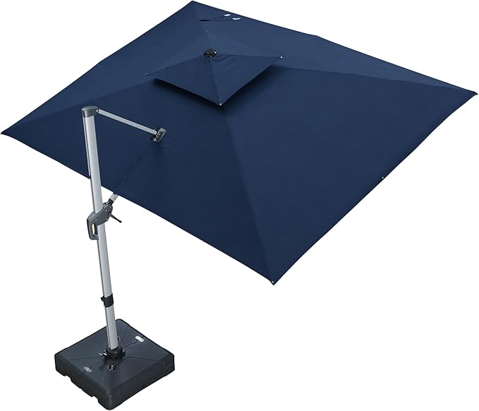 PURPLE LEAF 9' X 12' Cantilever Outdoor Patio Umbrella Large Heavy Duty 360° Rotation Double Top Offset Rectangular Umbrellas for Backyard Deck Pool, Spectrum Indigo