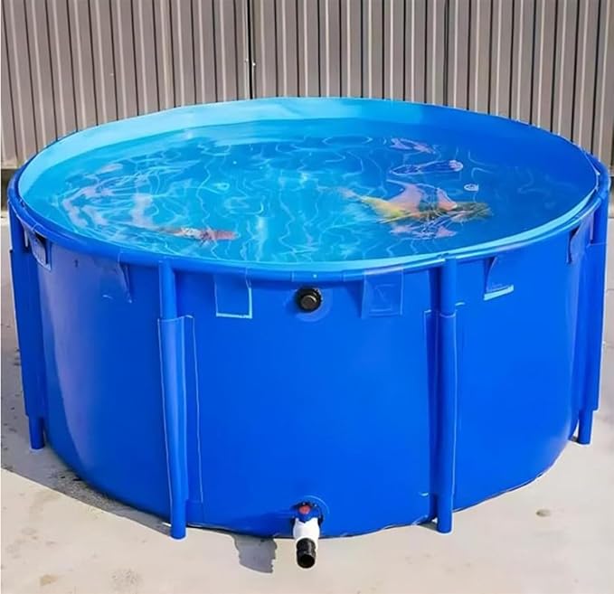 Canvas Fish Pond Pool,Above Ground Pond,PVC Fish Pond,Round Thickening Fish Pond Pool,Pool Above Ground with Durable Framed,for Fish Farming,Aquatic Products Breeding Pond 59 X31.5 in/356Gal