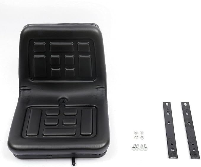 Universal Lawn Mower Seat, Tractor Seat with Back Rest Universal PU Leather Tractor Seat with A Drain Hole Water-Resistant & Adjustable Rails For Loader, Tractor, Loader Excavator