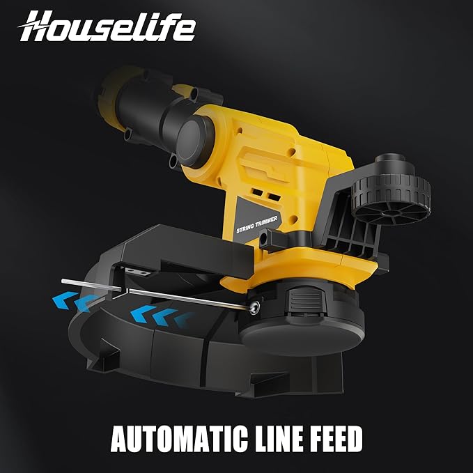 Houselife Cordless Weed Eater Compatible with Dewalt 20V Max Battery (No Battery) Lightweight String Trimmer & Weed Wacker with Auto Line Feed, 12" Cordless Weed Trimmer//Weedeaters for Lawn Garden